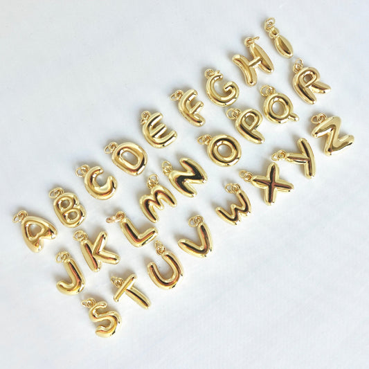 18k Gold Filled Bubble Initial Charm