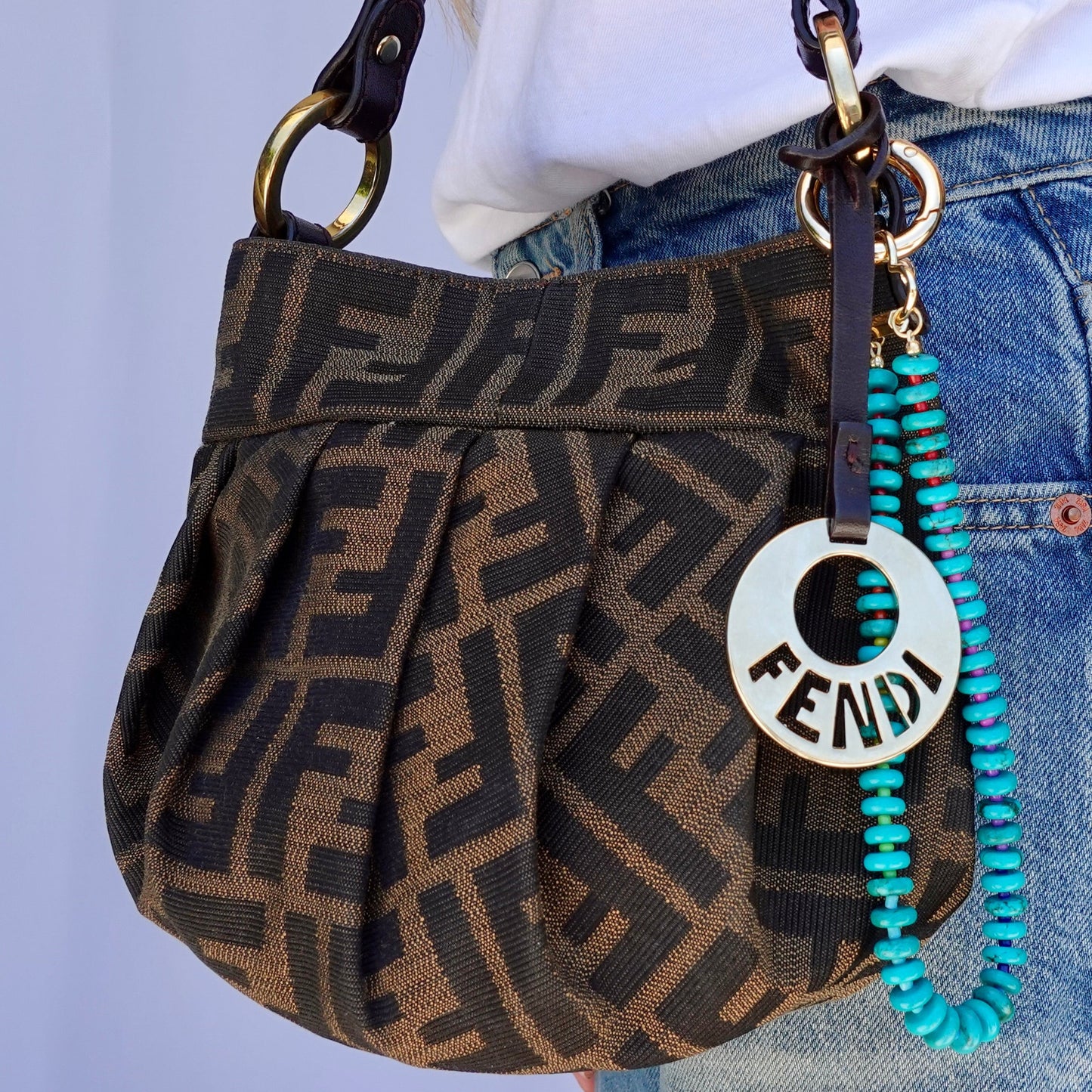 Turquoise Howlite Rainbow + Heart Carabiner Bag Charm