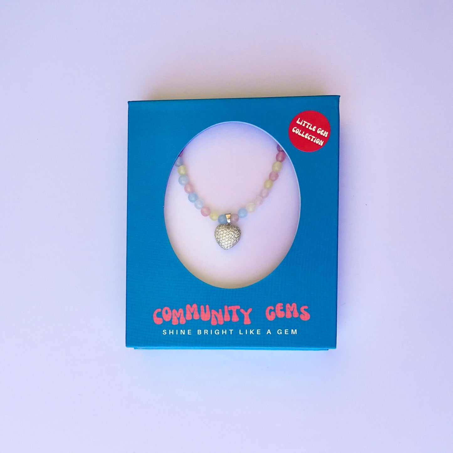 Bubblegum Agate + 14k White Gold Filled 3D Puffy Heart Necklace