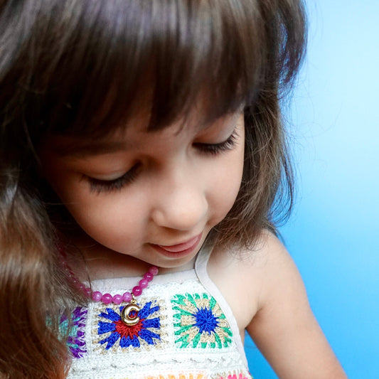 Maroon Agate + 18k Gold Filled Custom Bubble Initial Necklace