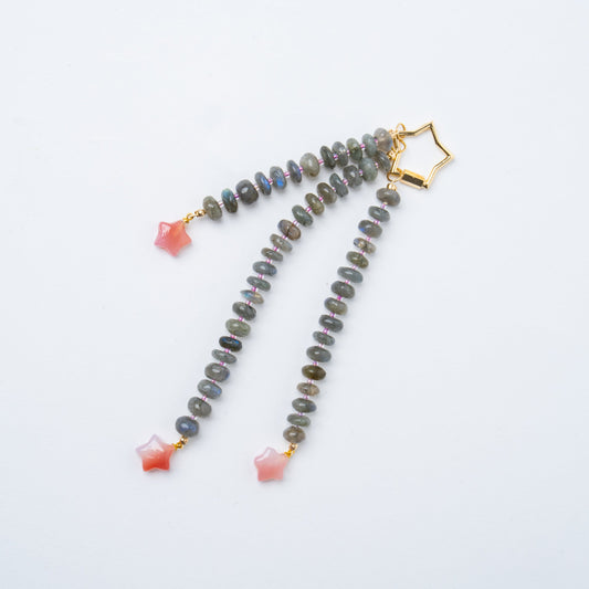 Labradorite + Cascading Star Agate Bag Charm