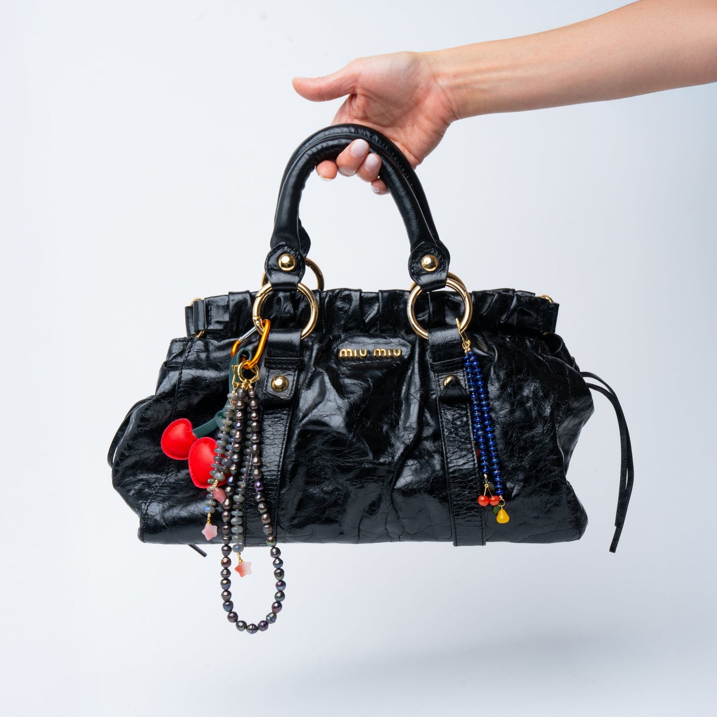 Labradorite + Cascading Star Agate Bag Charm