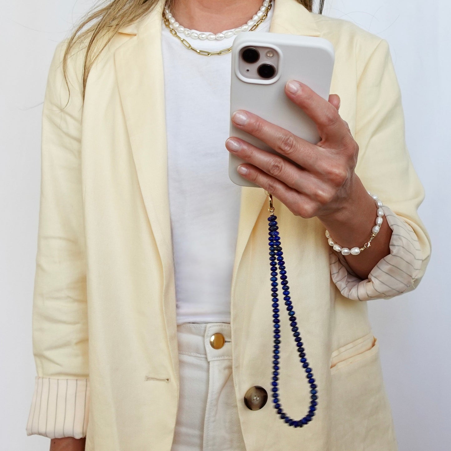 Lapis Lazuli + 14k Gold Filled Connector | 3-in-1 Necklace + Bag Charm + Phone Cord