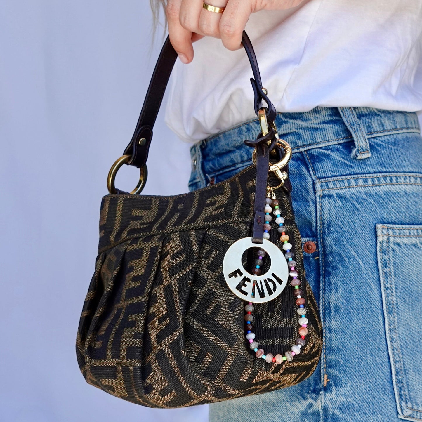 Orange Agate Rainbow Bag Charm