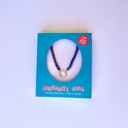 Lapis Lazuli + 14k Gold Filled Connector | 3-in-1 Necklace + Bag Charm + Phone Cord