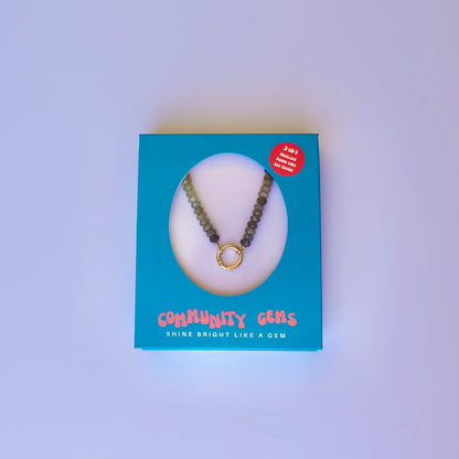 Labradorite + 14k Gold Filled Connector | 3-in-1 Necklace + Bag Charm + Phone Cord