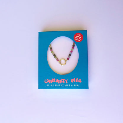 Tourmaline Quartz + 14k Gold Filled Connector | 3-in-1 Necklace + Bag Charm + Phone Cord