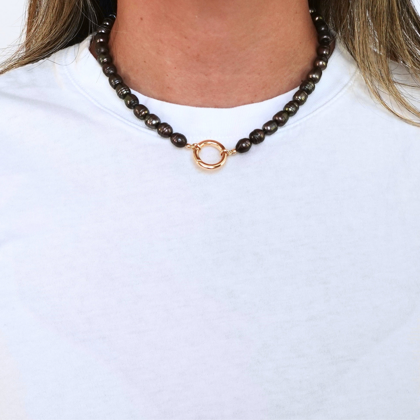 Black Baroque Pearls + 14k Gold Filled Connector | 3-in-1 Necklace + Bag Charm + Phone Cord