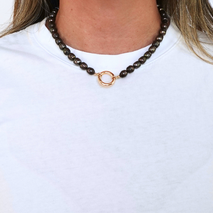 Black Baroque Pearls + 14k Gold Filled Connector | 3-in-1 Necklace + Bag Charm + Phone Cord