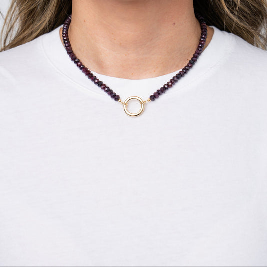 Garnet + 14k Gold Filled Connector | 3-in-1 Necklace + Bag Charm + Phone Cord