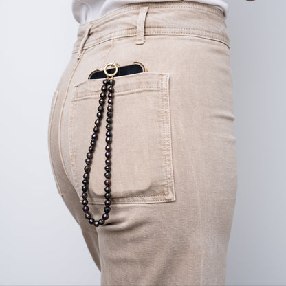 Black Baroque Pearls + 14k Gold Filled Connector | 3-in-1 Necklace + Bag Charm + Phone Cord