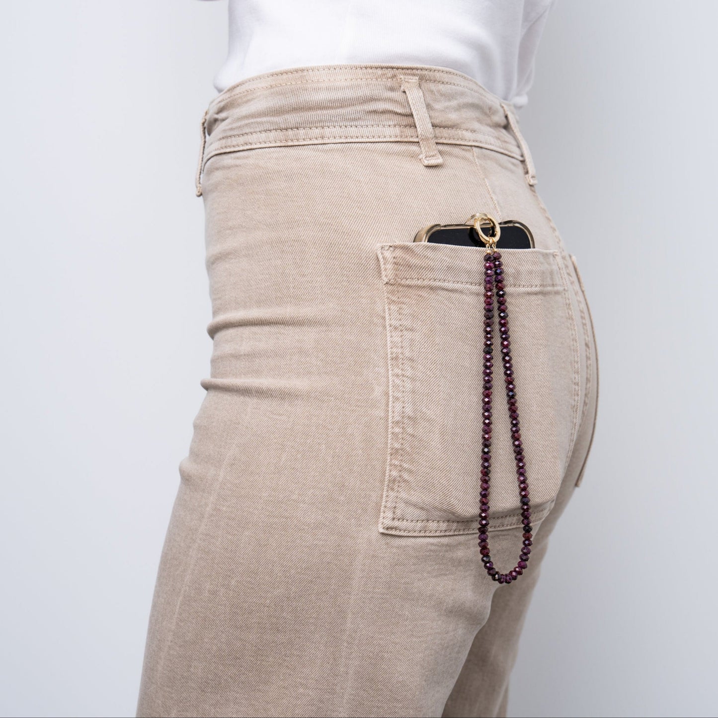 Garnet + 14k Gold Filled Connector | 3-in-1 Necklace + Bag Charm + Phone Cord