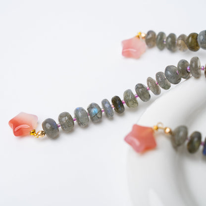 Labradorite + Cascading Star Agate Bag Charm