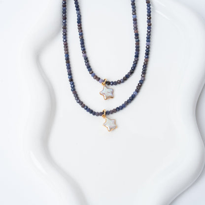 Sapphire + Baroque Pearl Star 14k Gold Filled Matching Necklaces