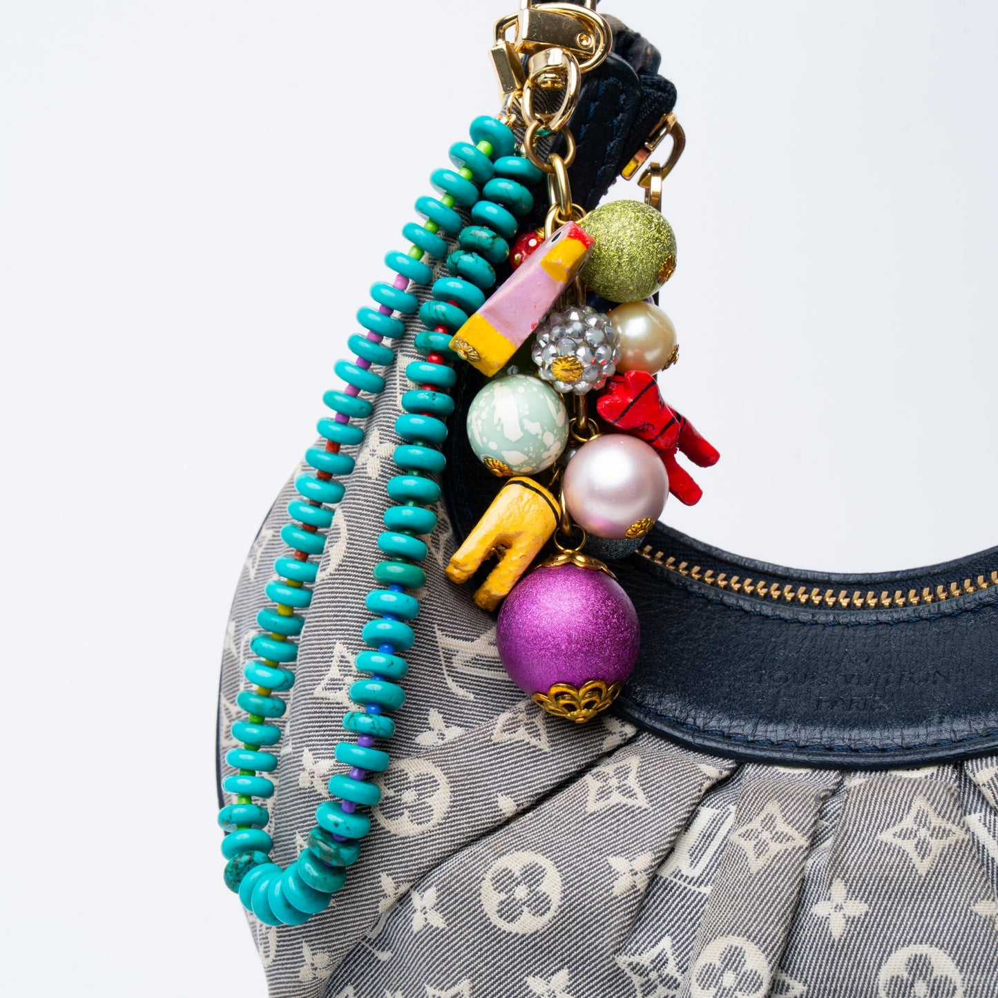 Turquoise Howlite Rainbow + Heart Carabiner Bag Charm