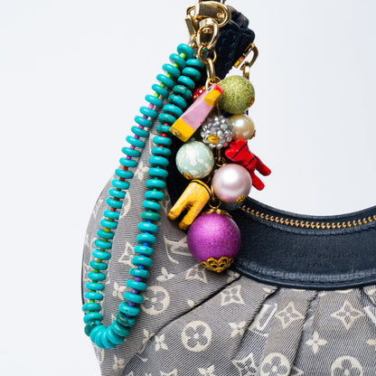Turquoise Howlite Rainbow + Heart Carabiner Bag Charm